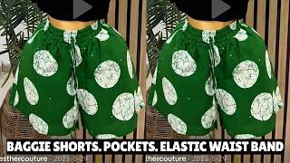DIY: Baggy Shorts/Elastic waist/Pockets✅ (full detailed tutorial, cutting&sewing, beginner friendly)