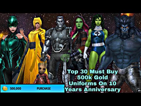 Top 30 Must Buy 500k Gold Uniforms On 10 Years Anniversary - Marvel Future Fight