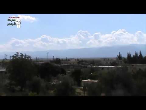 لقطة ثابتة ترصد الاشتباكات في حاجز الجلمة في ريف حماة ضمن مجريات معركة لأجلكم