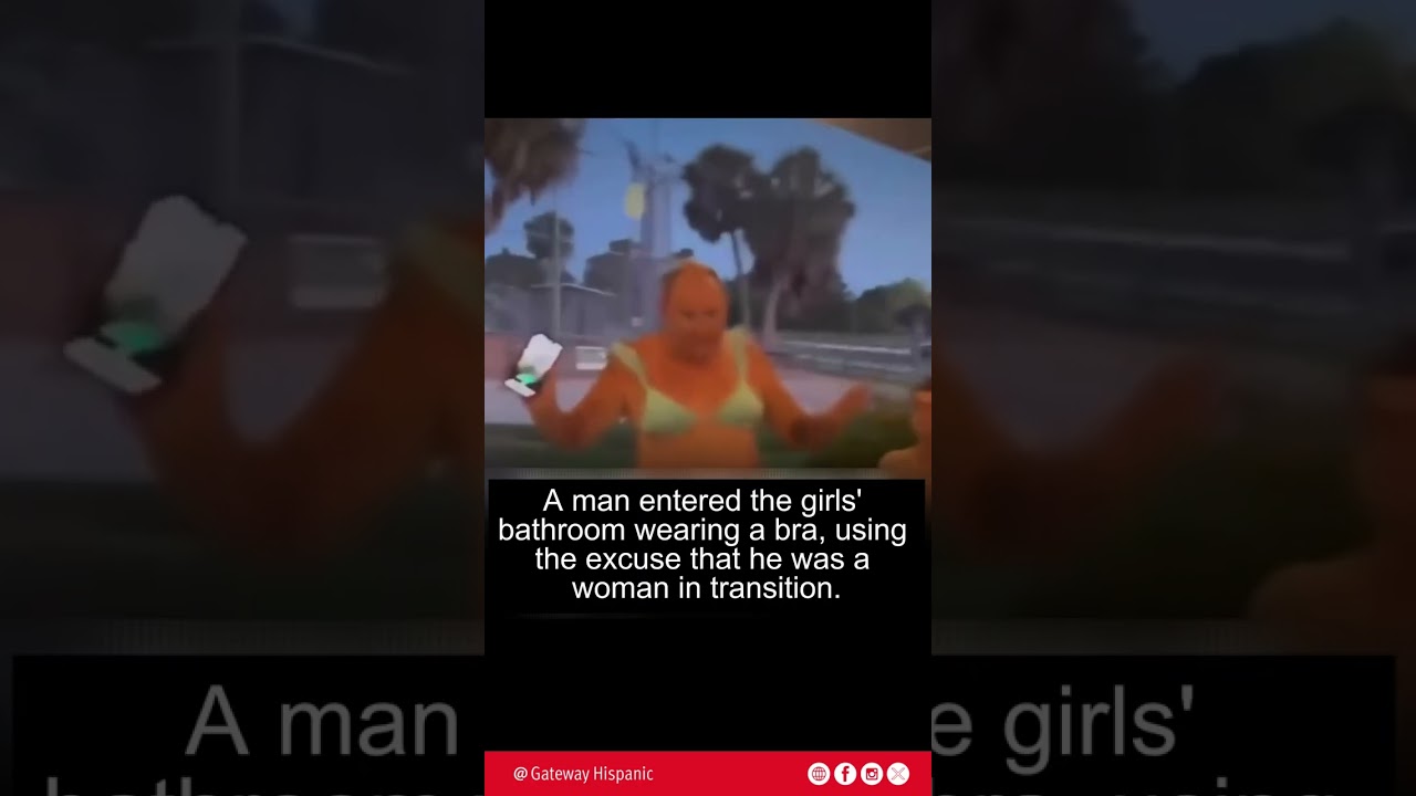 A depraved man enters the girls' bathroom wearing a bra