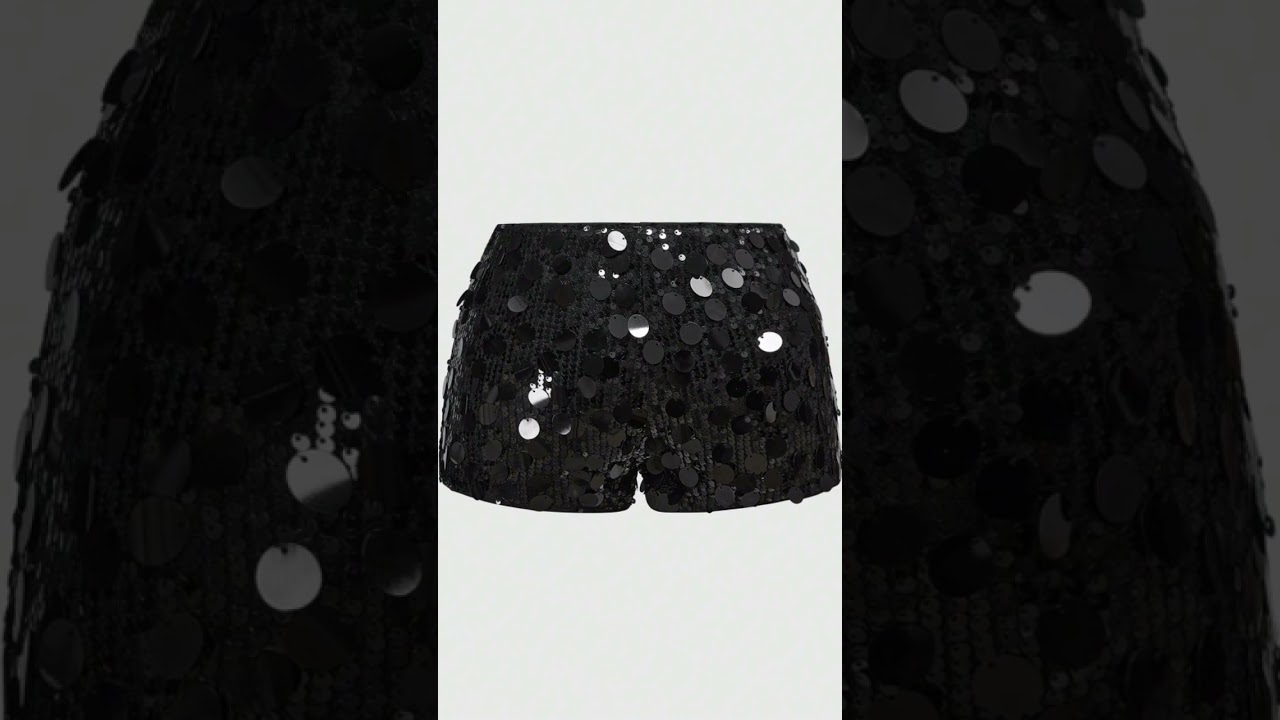 ROMWE Grunge Punk Short Preto Micro com Lantejoulas #short #punk #shein