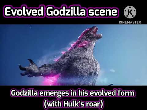 Godzilla emerges in his evolved form (with Hulk's roar)