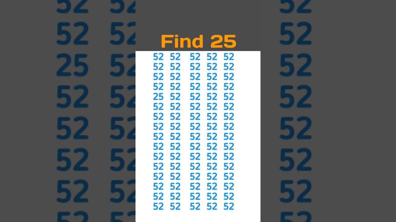 find the number 25 in 4 second #youtubeshorts