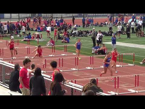 VarG 100m Hurdles vs Servite & Rosary 3-7-18 - Los Alamitos Girls