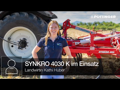 Landwirtin Kathi Huber im Einsatz mit dem SYNKRO 4030 K Anbau-Grubber | PÖTTINGER