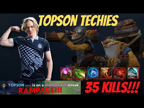 How to play Dota 2 | Topson techies with 35 kills RAMPAGE!!!