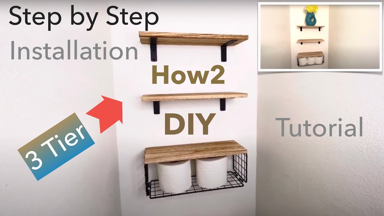 DIY How to Install a 3-Tier Bathroom Shelf Tutorial | Rubojus Wall Mounted Floating Shelves