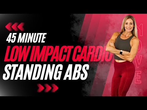 45 Minute Low Impact Cardio HIIT with Standing Abs | No Repeats