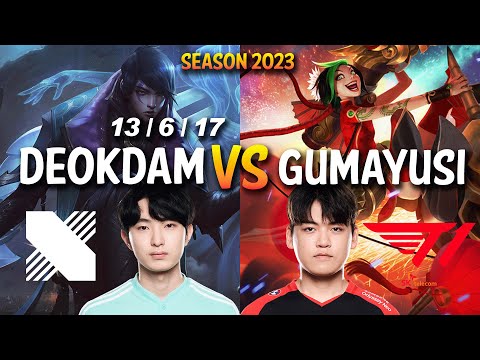 DRX Deokdam vs T1 Gumayusi - Deokdam APHELIOS vs JINX ADC - KR Ranked