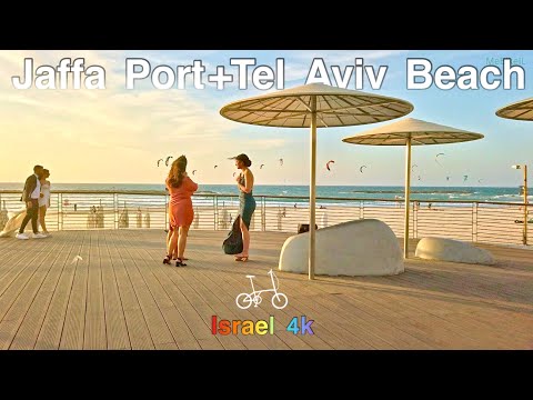 Jaffa Port and Tel Aviv Beaches, Windy Bike Ride in the Most Expensive City in the World | Israel 4k