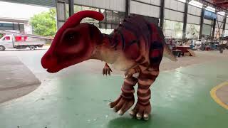 Wearable Parasaurolophus costume with crested head