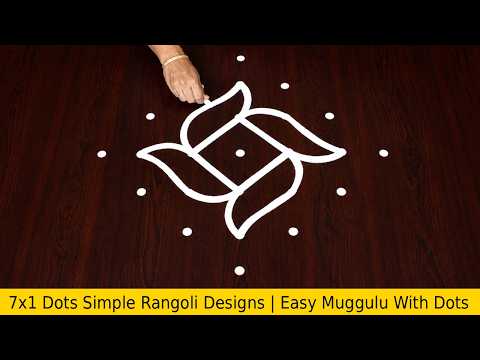 7×1 Dots Simple Rangoli Designs | Easy Muggulu With Dots