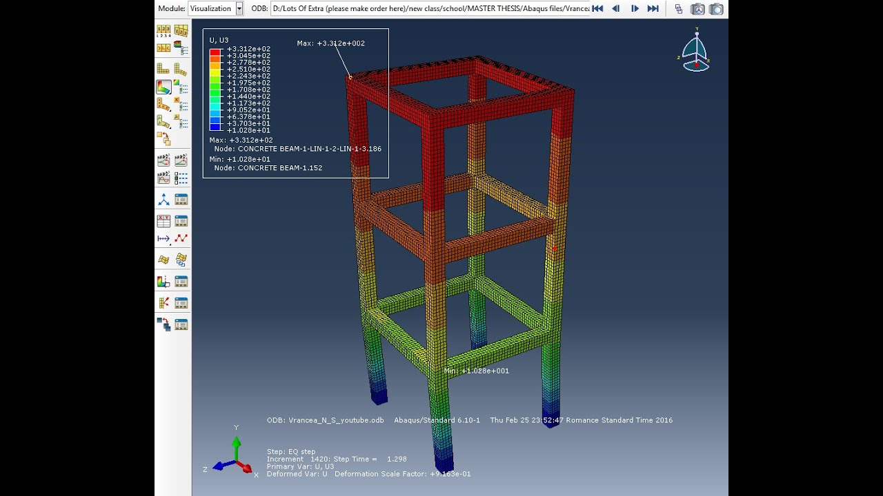 ABAQUS Framed Reinforced Concrete Multi-Storey Structure Under Earthquake