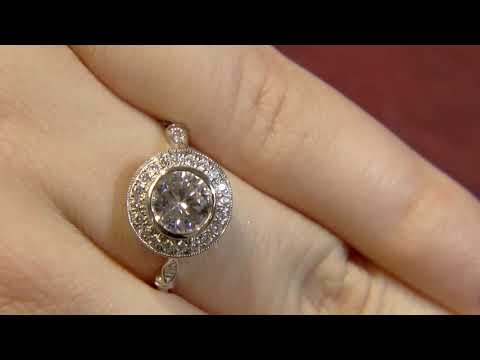 VR1081 Antique Style Halo Diamond Engagement Ring