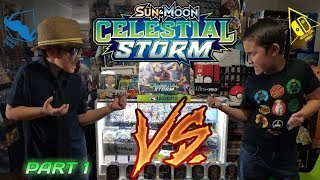 CARL VS. ETHAN! 100% BEST POKEMON CARD CELESTIAL STORM PRERELEASE BOX OPENING EVER!!! part 1