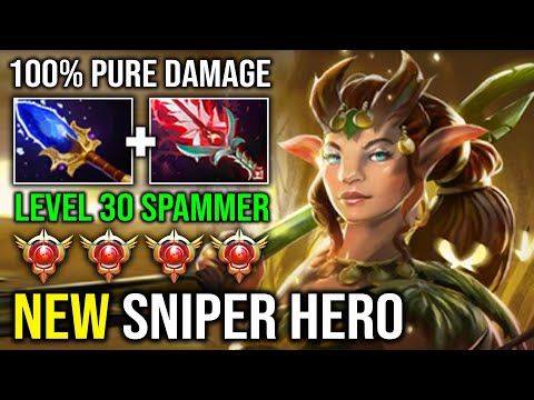 NEW SNIPER HERO Level 30 Grand Spammer Max Attack Range 100% Pure Impetus Enchantress Dota 2