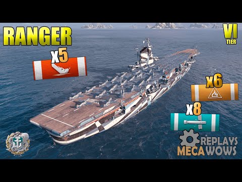 AirCraft Carrier Ranger 5 Kills on Trap Map | World of Warships