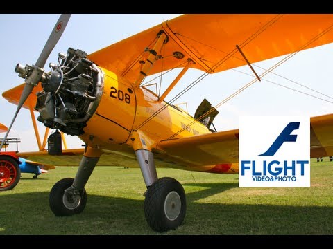 Boeing Stearman PT-17 Radial Engine Start Up and Take Off