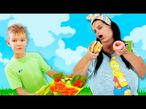 Damon Teaches Mom To Eat Healthy Food And Exercise !!