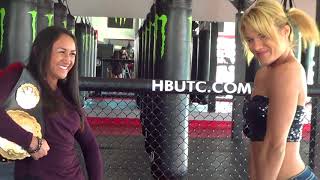 UFC fighters Felice Herrig grabs Champion Carla Esparza's boob! Female Femme Fighters