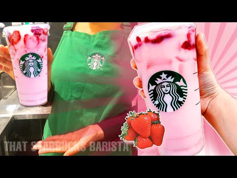 STARBUCKS BARISTA MAKES A PINK DRINK : Starbucks Employee Shows How To Make A Starbucks Pink Drink