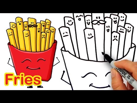 How to draw cartoon fries cute and easy