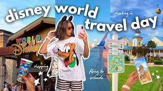 DISNEY WORLD TRAVEL DAY ✈️🐭✨ Flying to Orlando, checking into our resort, Disney Springs + merch