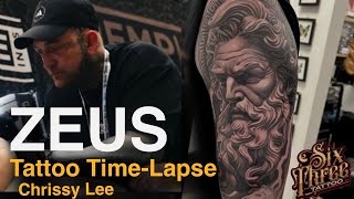 12 Hour Zeus Tattoo Time-Lapse ⚡ | Chrissy Lee | Epic Greek God Realism