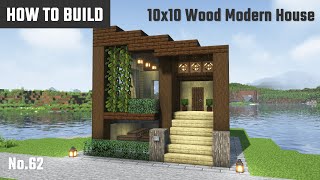 マイクラ建築：木材メインで作るモダンな家の作り方。片流れ屋根。10x10ブロックで簡単に。No.62【Minecraft】
