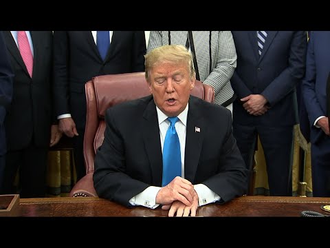 President Donald Trump says his second meeting with North Korean leader Kim Jong Un next week will be "very exciting," but says he has "no pressing timetable" on Pyongyang giving up its nuclear weapons as long as there isn't any testing. (Feb. 19)