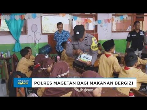 POLRES MAGETAN BERBAGI MAKAN BERGIZI GRATIS DI SDN CEPOKO