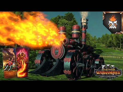 THE DAEMON'S TONGUE Flamethrower Tank - Chaos Dwarfs vs. Beastmen - Total War Warhammer 3