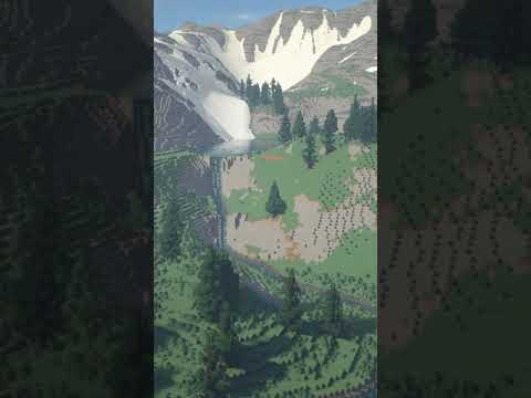 Minecraft realistic waterfall in the mountains