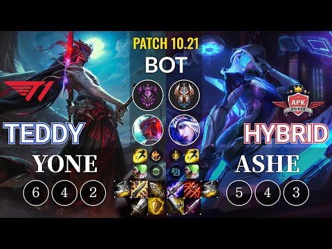 T1 Teddy Yone vs APK HyBrid Ashe Bot - KR Patch 10.21