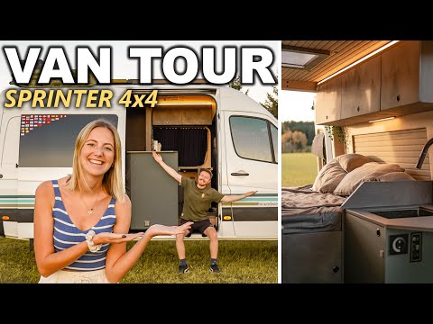 ROOM TOUR after 1 year full-time van life – Our Mercedes Sprinter CAMPER CONVERSION 🚐✨