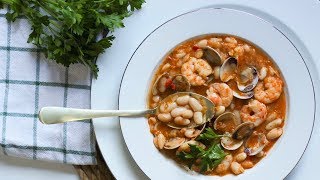 Alubias con almejas y langostinos