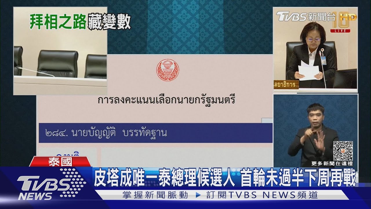 皮塔成唯一泰總理候選人　首輪未過半下周再戰