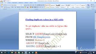 Finding duplicate values in a SQL table || How to get duplicate record in table