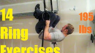 14 Intermediate Ring Exercises for Strength Training/ Gymnastics/ Bodybuilding - 195 lbs