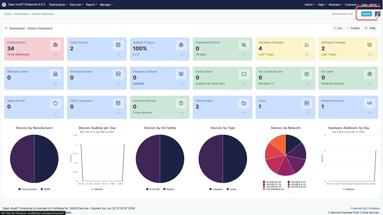 Dashboards with Open-AudIT