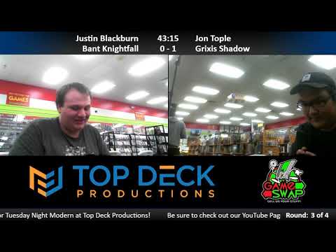 Modern w/ Commentary 11/6/18: Justin Blackburn (Bant Knightfall) vs. Jon Tople (Grixis Shadow)