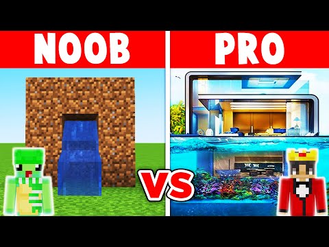 Minecraft NOOB vs PRO: SAFEST UNDERWATER HOUSE BUILD CHALLENGE