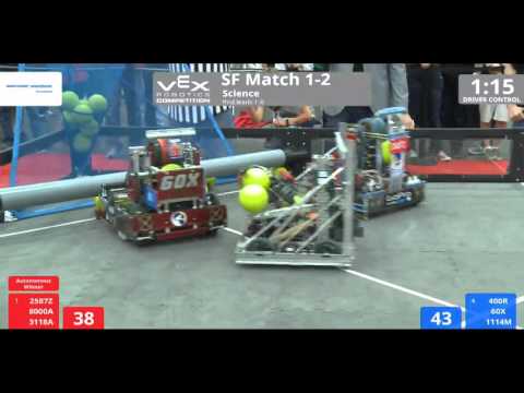 VEX Worlds 2016 - VRC HS Science - SF 1-2 (2587Z 8000A 3118A) 223 vs 204 (400R 60X 1114M)