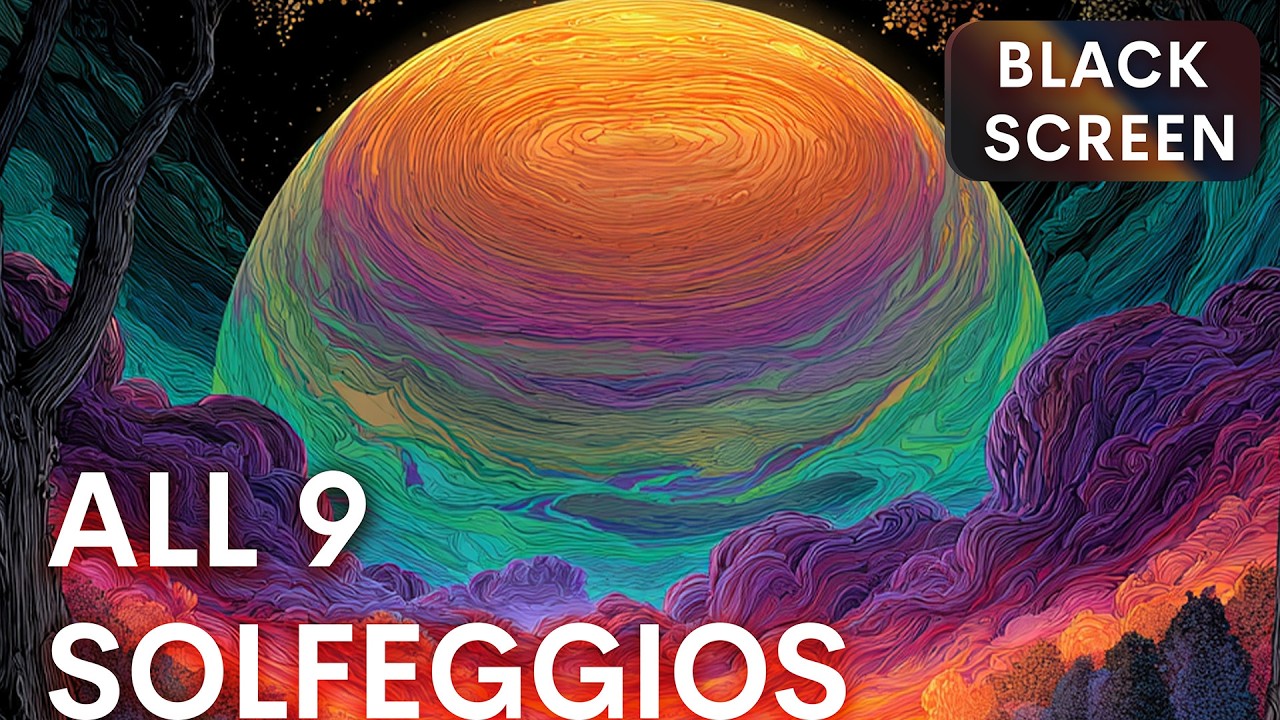 BLACK SCREEN + BROWN NOISE Sleep Music ☯ All 9 Solfeggios Healing Frequencies | Full Body Healing