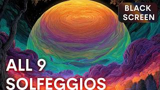 ☯ All 9 Solfeggios FREQUENCIES || Black Screen || Full Body Aura Cleanse || Brown Noise