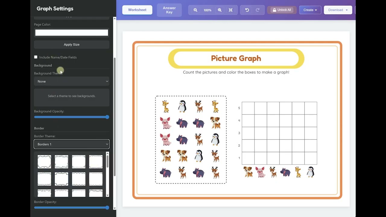 How to Create Picture Graph Worksheets with Auto Answer Keys and Scattered Image Grids — Step-by-Step Tutorial