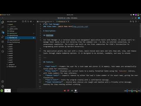 Cli Task Manager In Python Cs50p Final Project