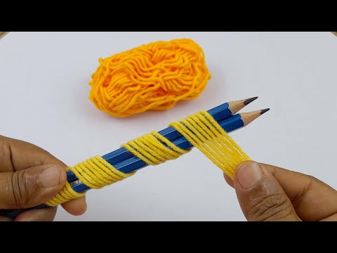 It's so Cute !! Super Easy Woolen Flower Making Trick using Pencil - Hand Embroidery Amazing Flowers