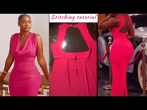 How to sew a cowl neck dress with stylish open back.