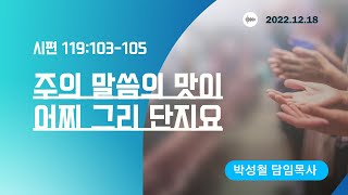 2022년12월18일, 시편 119:103-105(주의 말씀의 맛이 어찌 그리 단지요)